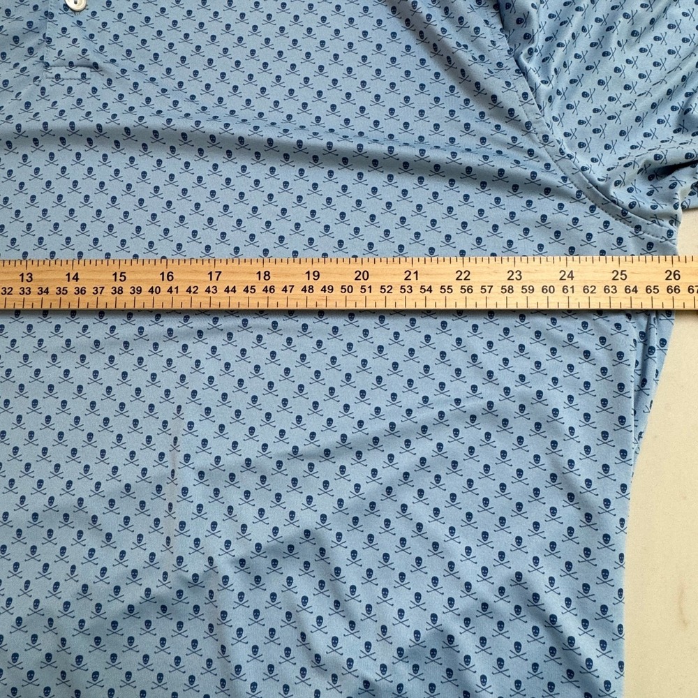 Peter Millar Polo Skull Crossbones Summer Comfort Blue Golf Shirt Mens Size L - Picture 4 of 12